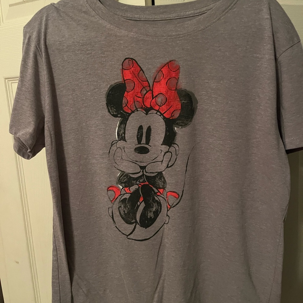 Disney Gray Tee with Red Minnie Mouse Graphic